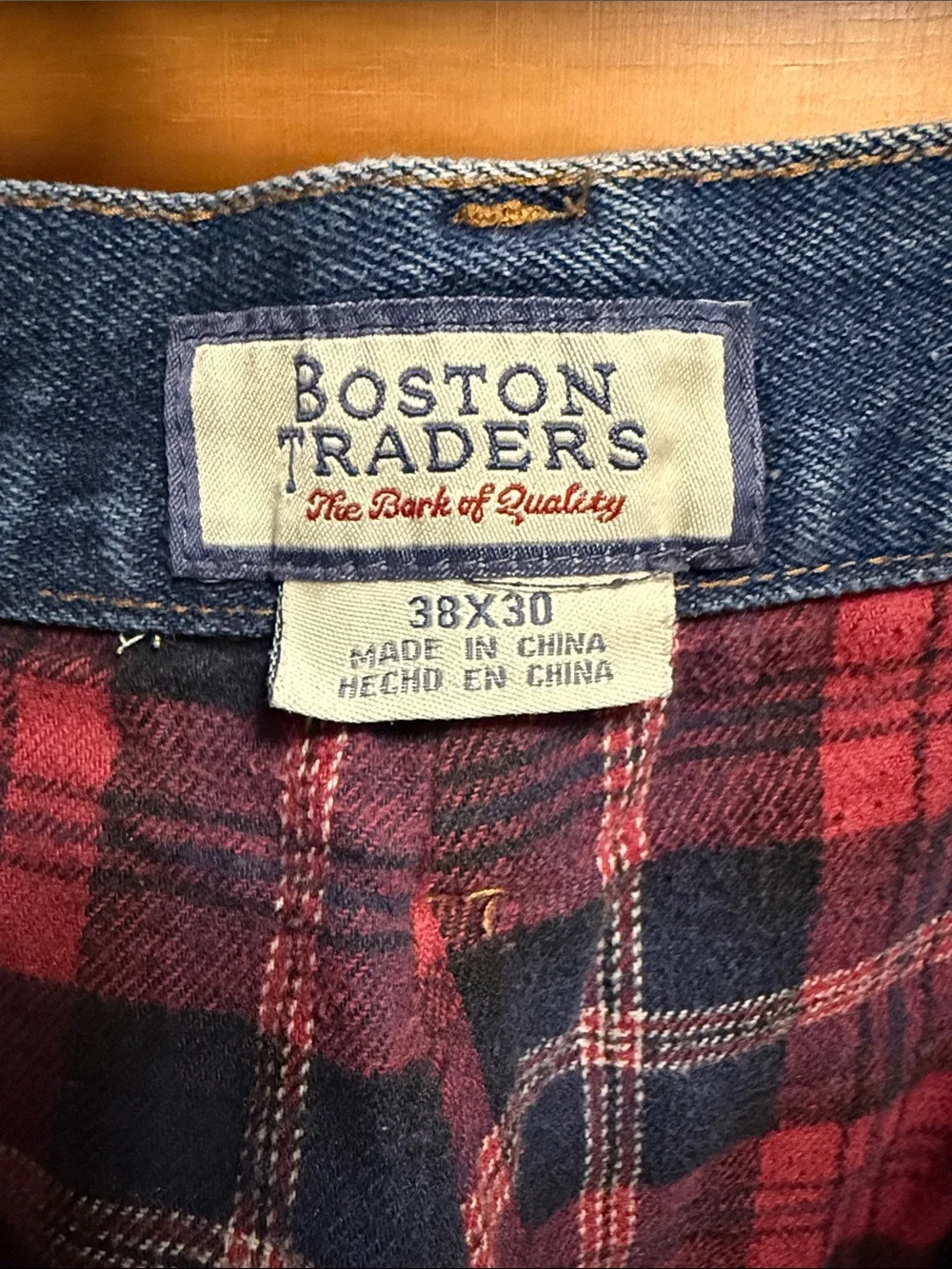 Boston Traders Vintage Carpenter Jeans with Red Plaid flannel Lining 38x30